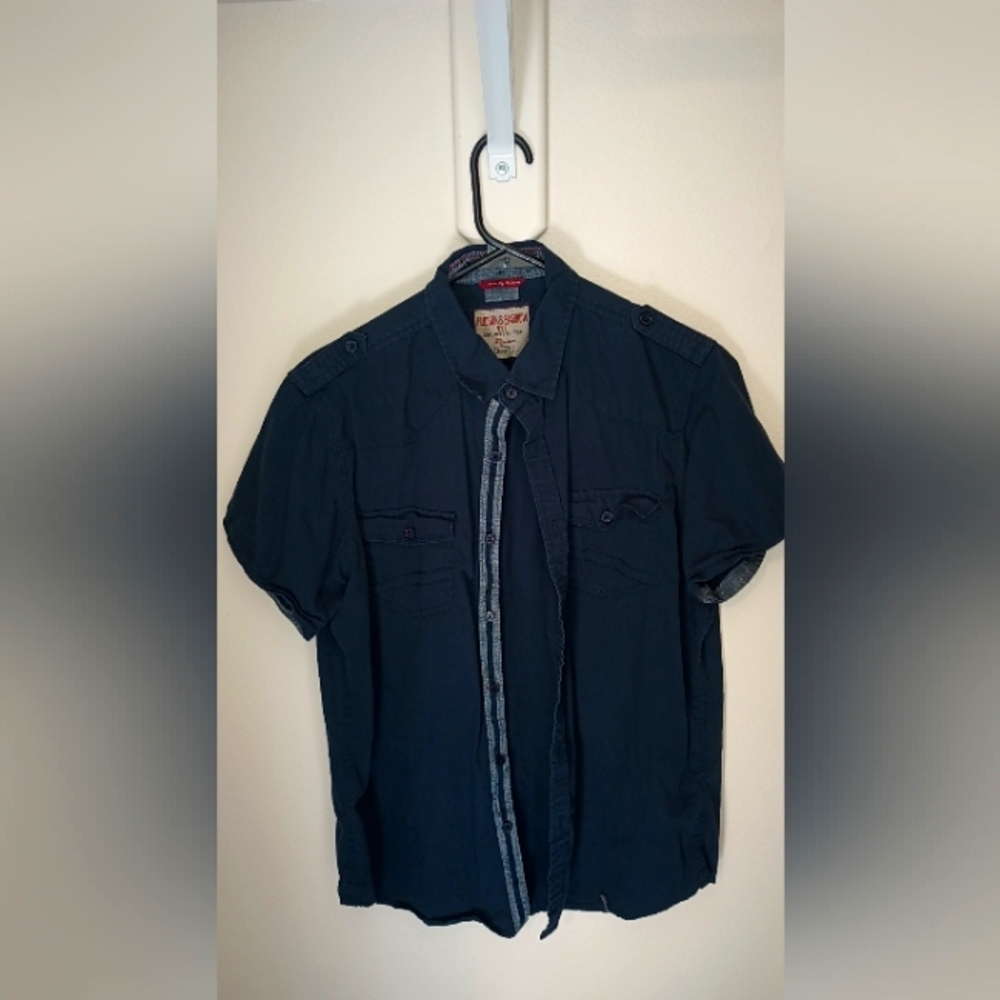 Blue Casual Button Up Shirt